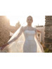 High Neck Beaded Ivory Lace Tulle Luxurious Wedding Dress